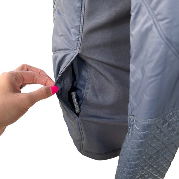 Athleta Quilted Rock Ridge PrimaLoft Lightweight Hooded Jacket Grey Size Small - Picture 8 of 10